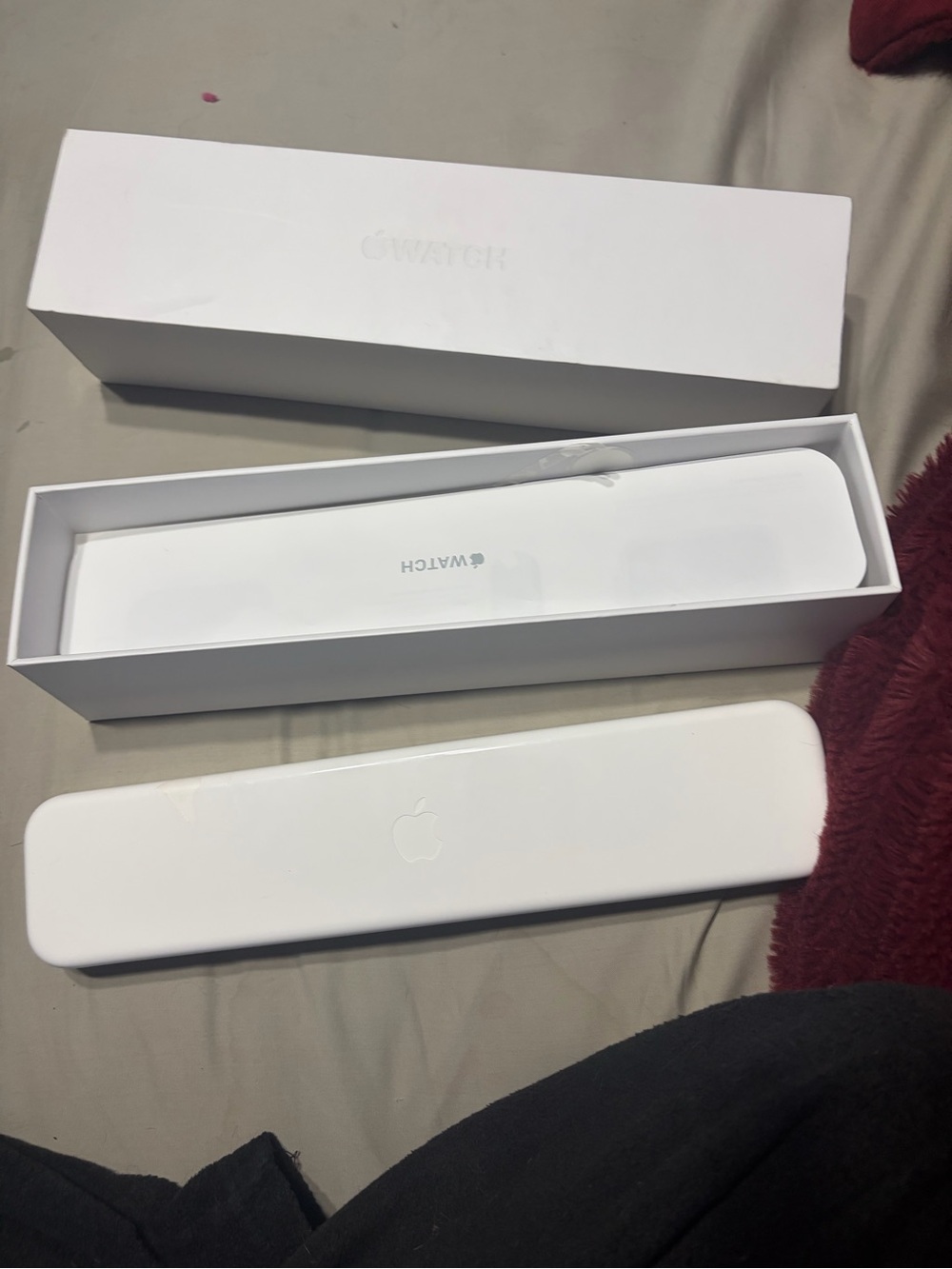Apple White Magnetic Charging Case for Apple Watch with Box and the actual watch